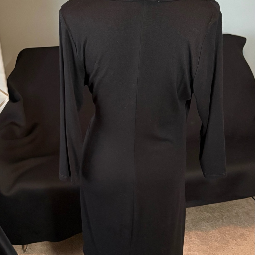 Karen Kane Black Cascade Wrap Dress SZ L - Picture 5 of 11